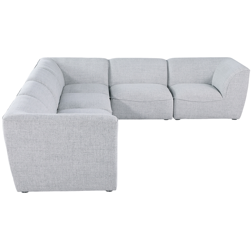 Meridian Furniture Miramar Grey Durable Linen Textured Modular Sectional