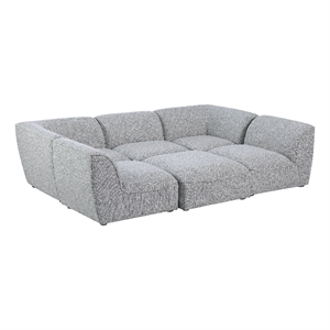 Meridian Furniture Miramar Grey Durable Linen Textured Modular Sectional
