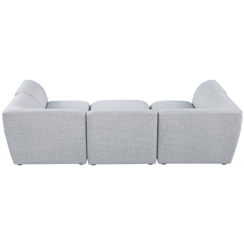 Meridian Furniture Miramar Grey Durable Linen Textured Modular Sectional