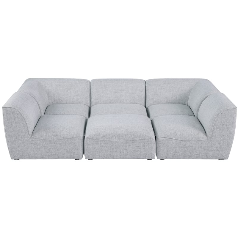 Meridian Furniture Miramar Grey Durable Linen Textured Modular Sectional
