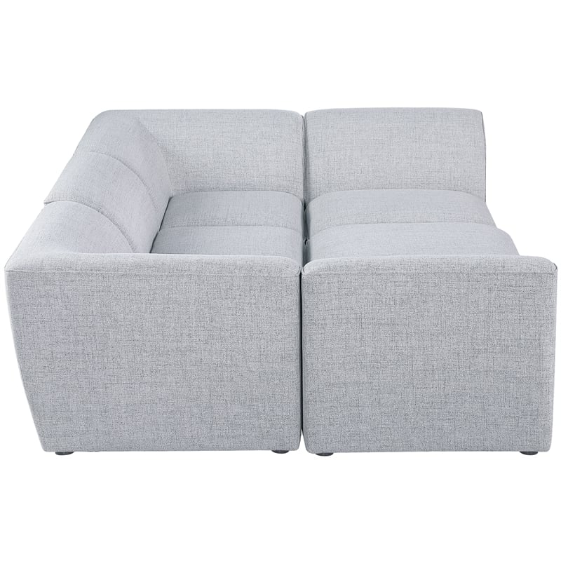 Meridian Furniture Miramar Grey Durable Linen Textured Modular Sectional