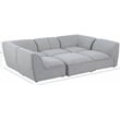 Meridian Furniture Miramar Grey Durable Linen Textured Modular Sectional
