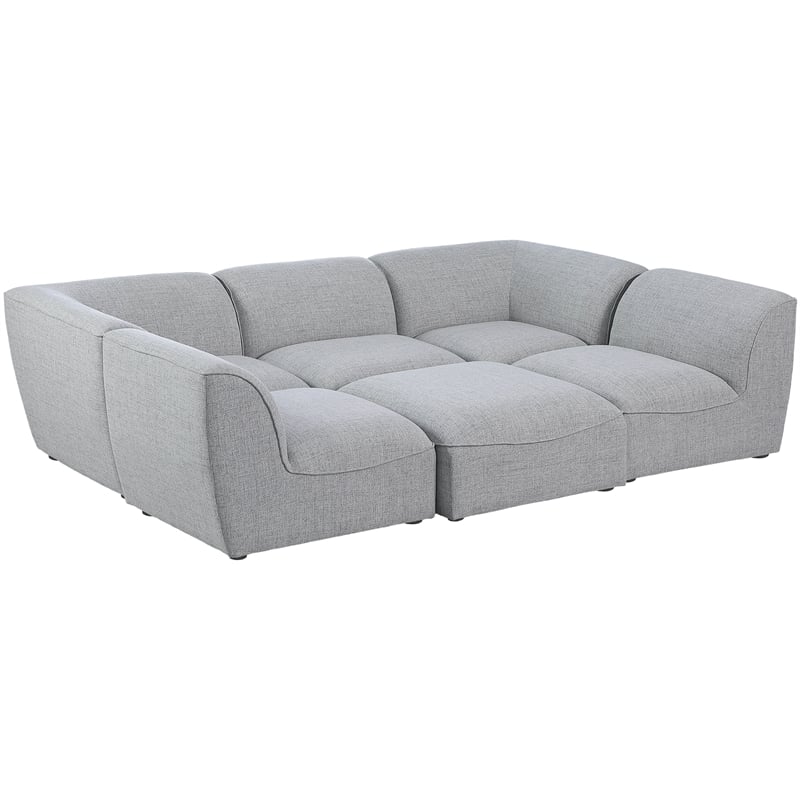 Meridian Furniture Miramar Grey Durable Linen Textured Modular Sectional