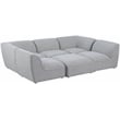 Meridian Furniture Miramar Grey Durable Linen Textured Modular Sectional