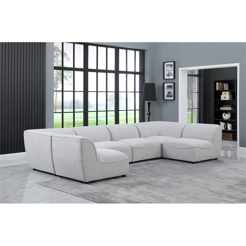 Meridian Furniture Miramar Grey Durable Linen Textured Modular Sectional