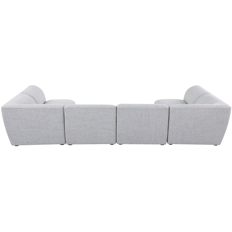 Meridian Furniture Miramar Grey Durable Linen Textured Modular Sectional