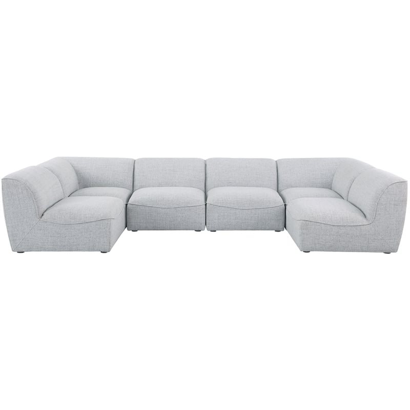 Meridian Furniture Miramar Grey Durable Linen Textured Modular Sectional