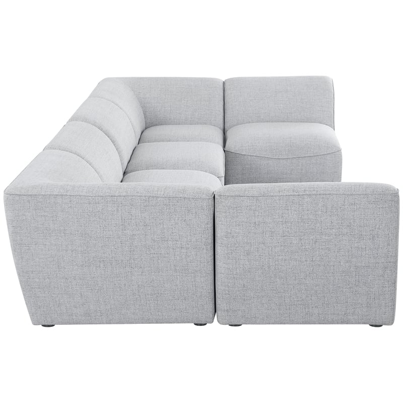 Meridian Furniture Miramar Grey Durable Linen Textured Modular Sectional