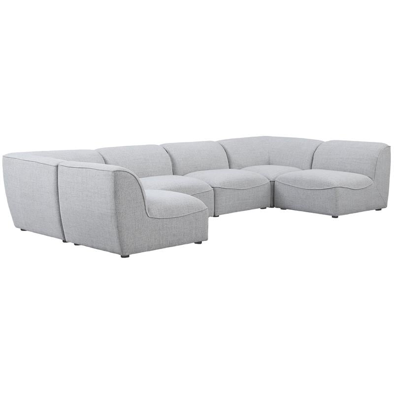 Meridian Furniture Miramar Grey Durable Linen Textured Modular Sectional