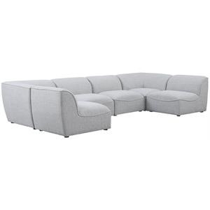 Meridian Furniture Miramar Grey Durable Linen Textured Modular Sectional