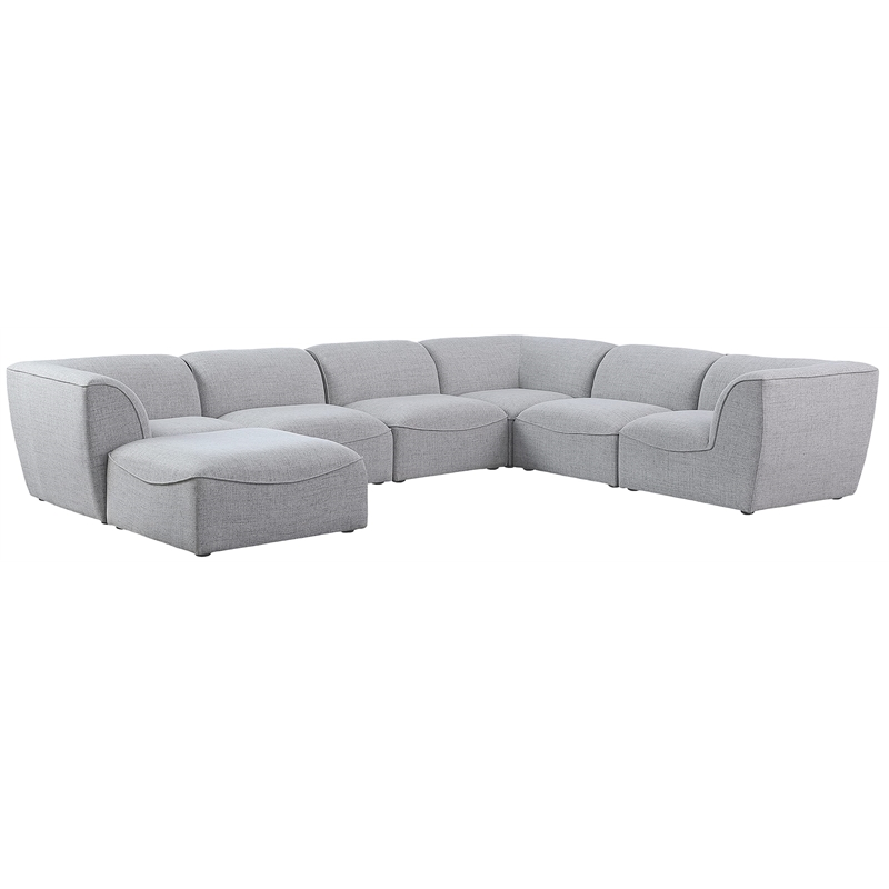 Meridian Furniture Miramar Grey Durable Linen Textured Modular Sectional