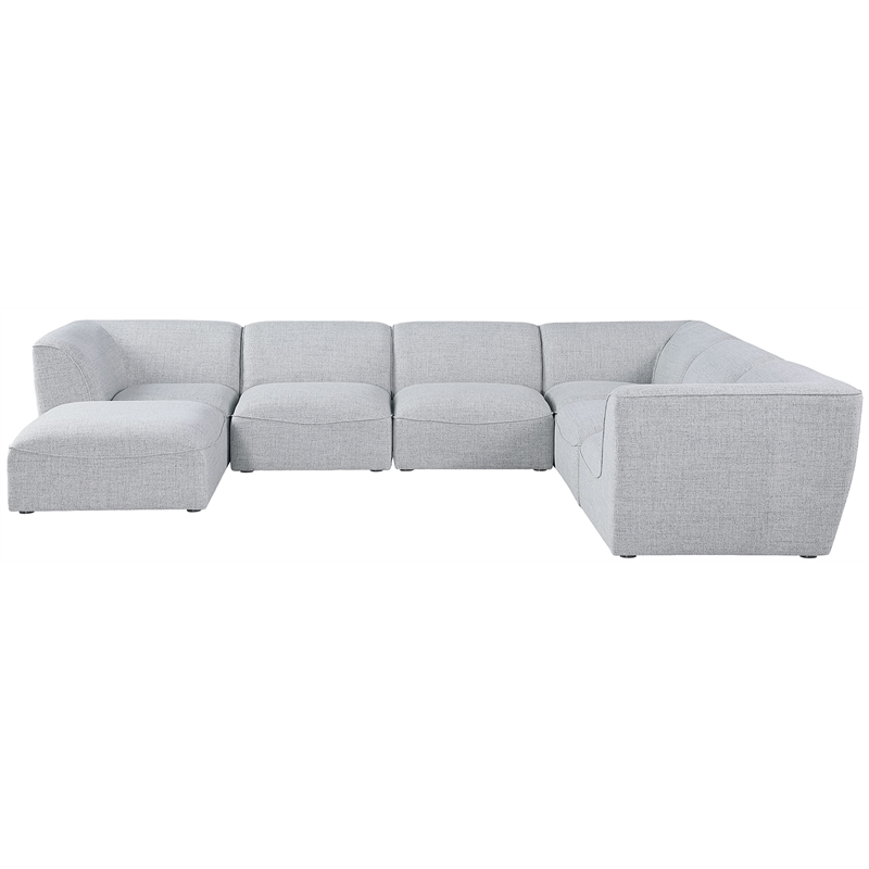 Meridian Furniture Miramar Grey Durable Linen Textured Modular Sectional