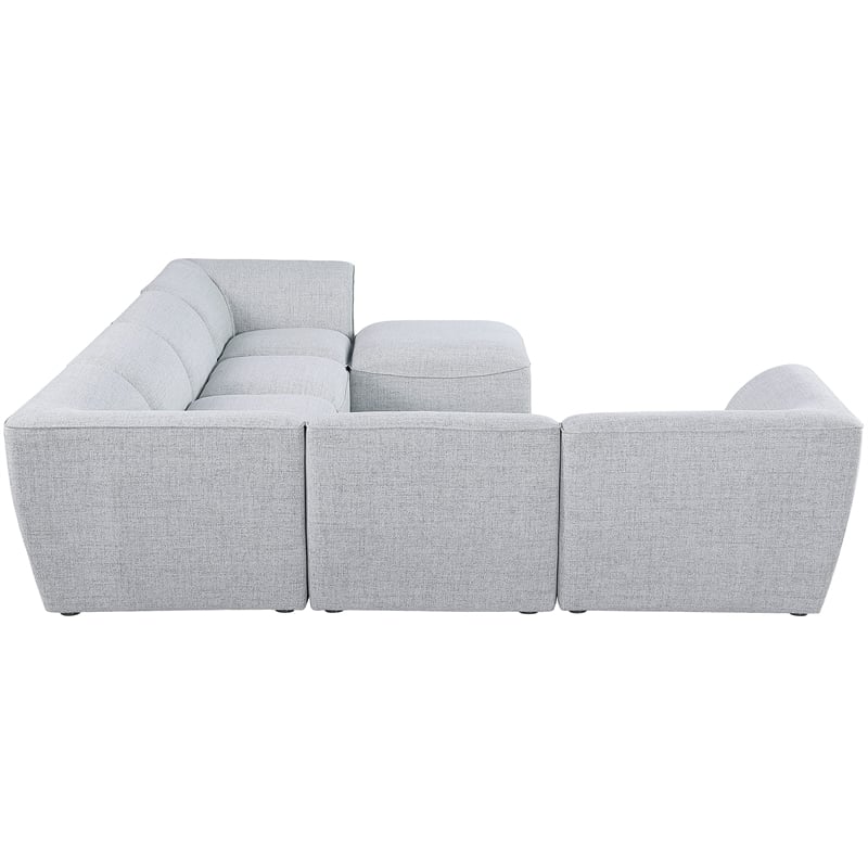 Meridian Furniture Miramar Grey Durable Linen Textured Modular Sectional