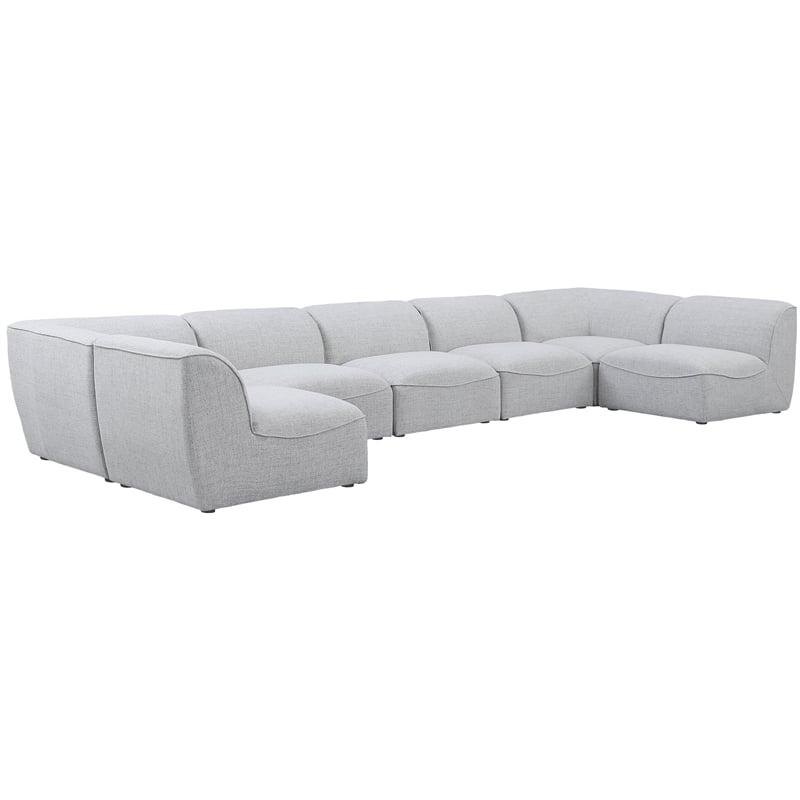 Meridian Furniture Miramar Grey Durable Linen Textured Modular Sectional