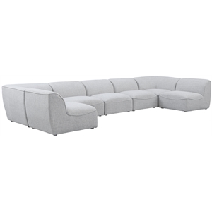 Meridian Furniture Miramar Grey Durable Linen Textured Modular Sectional