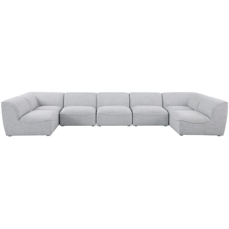 Meridian Furniture Miramar Grey Durable Linen Textured Modular Sectional