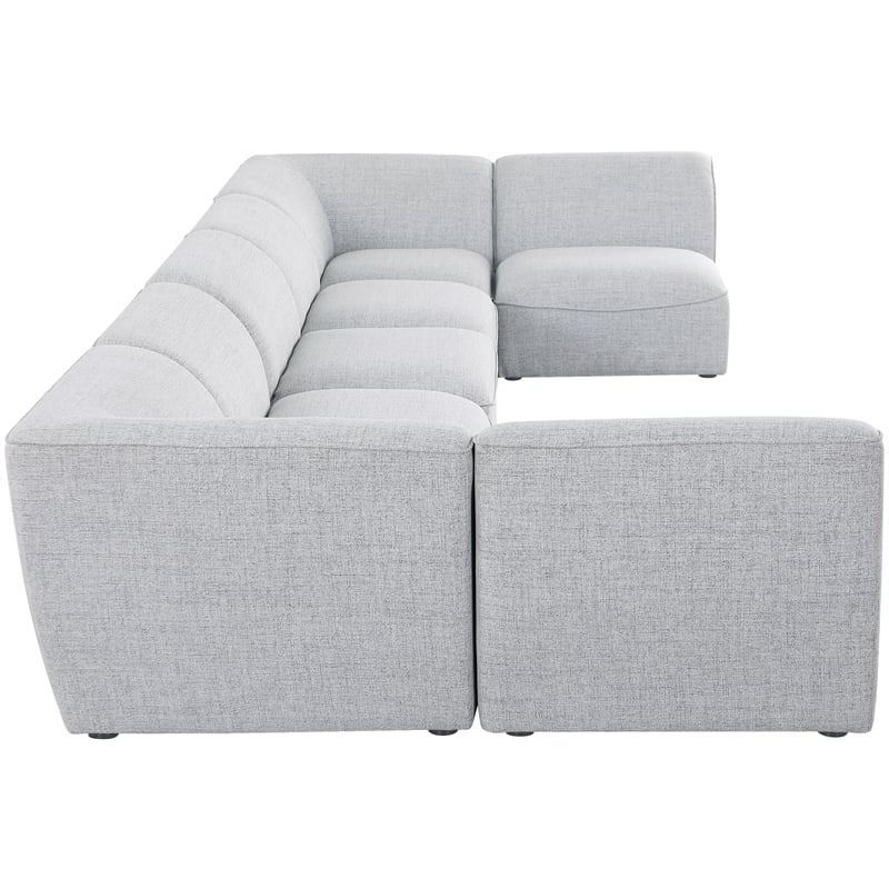 Meridian Furniture Miramar Grey Durable Linen Textured Modular Sectional