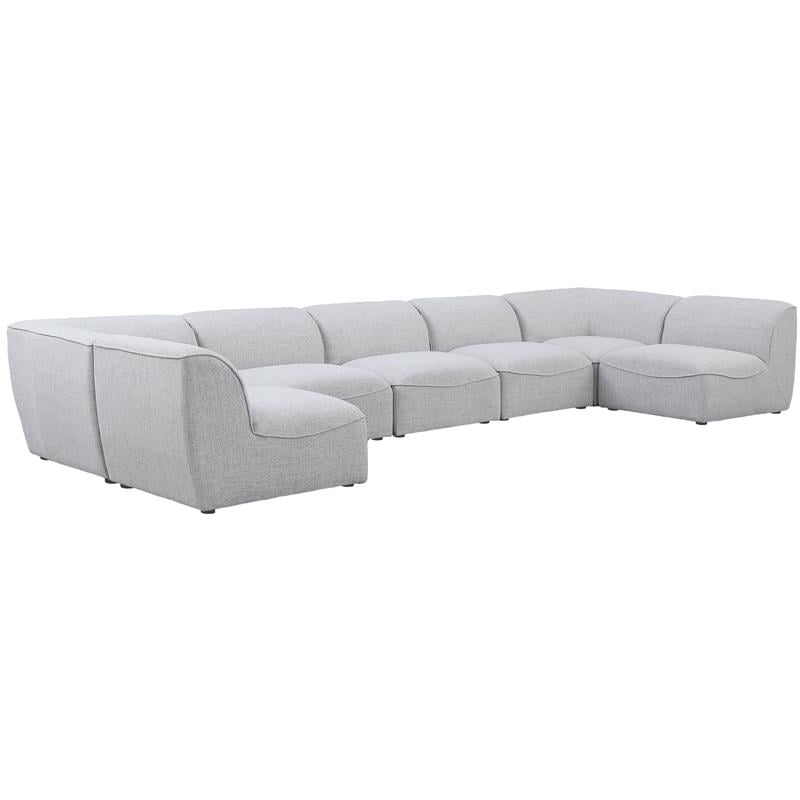Meridian Furniture Miramar Grey Durable Linen Textured Modular Sectional