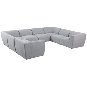 Meridian Furniture Miramar Grey Durable Linen Textured Modular Sectional