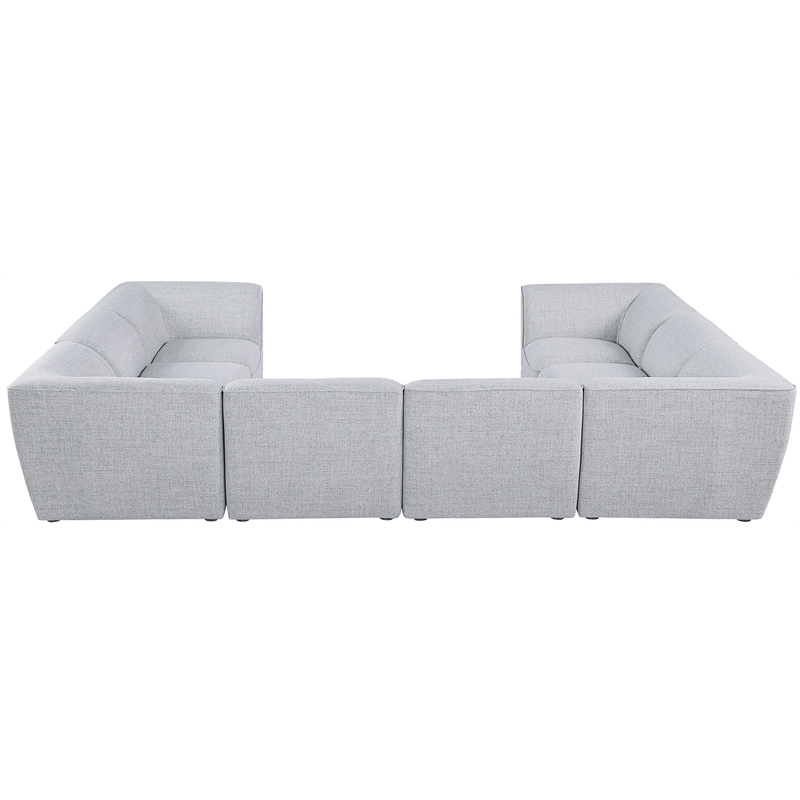 Meridian Furniture Miramar Grey Durable Linen Textured Modular Sectional