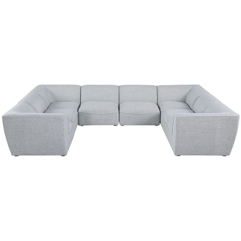 Meridian Furniture Miramar Grey Durable Linen Textured Modular Sectional