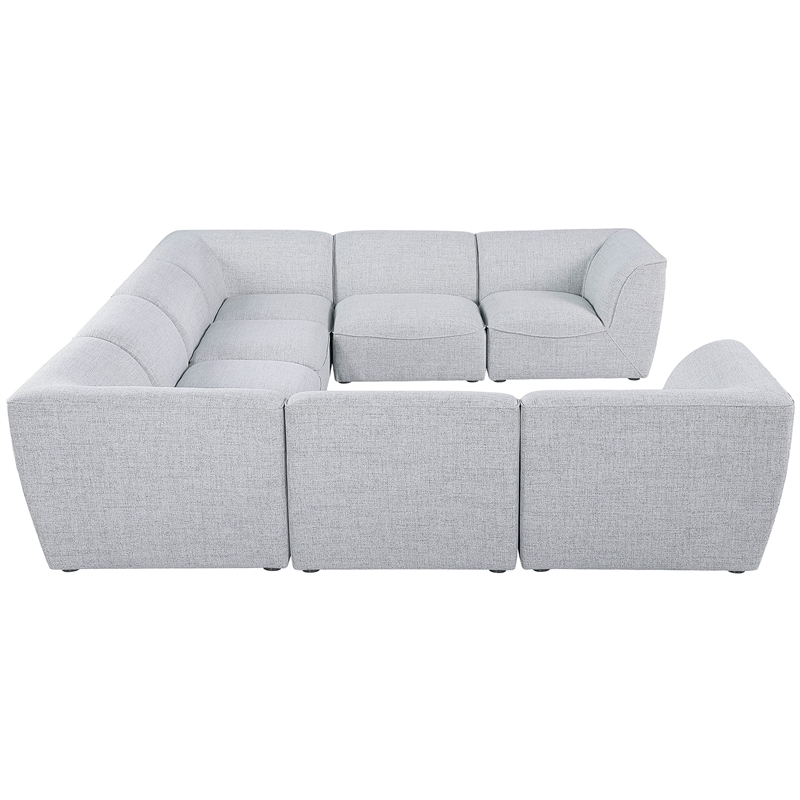 Meridian Furniture Miramar Grey Durable Linen Textured Modular Sectional