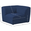 Meridian Furniture Miramar Navy Durable Linen Textured Corner