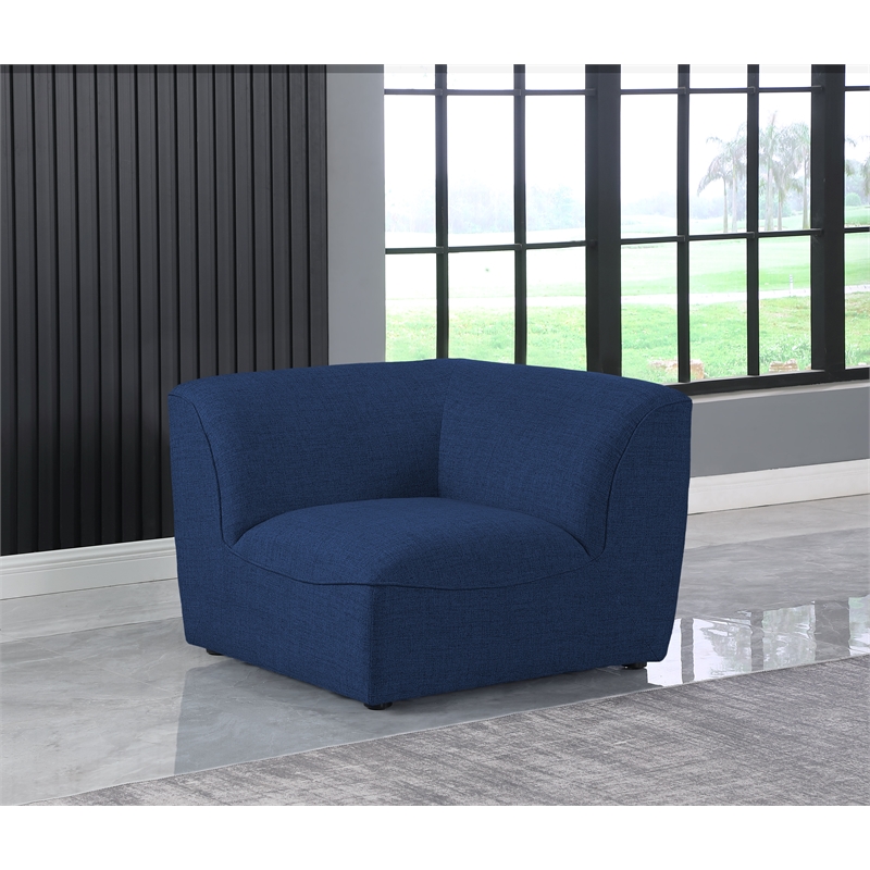 Meridian Furniture Miramar Navy Durable Linen Textured Corner