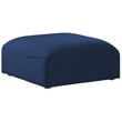 Meridian Furniture Miramar Navy Durable Linen Textured Ottoman