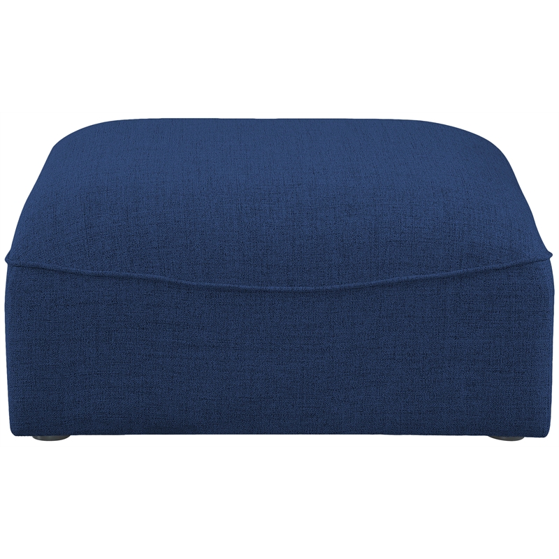 Meridian Furniture Miramar Navy Durable Linen Textured Ottoman