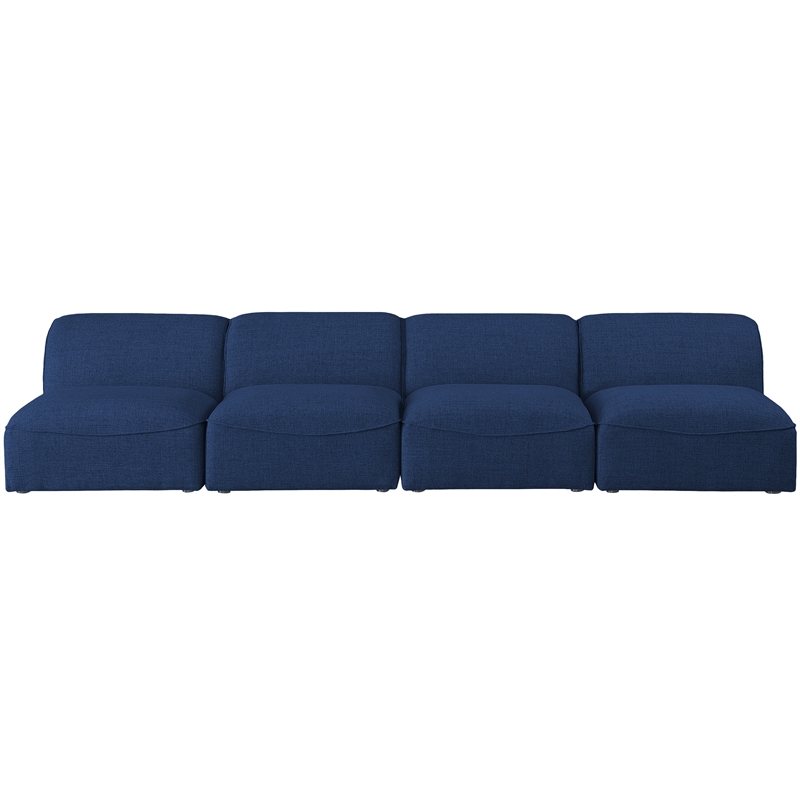 Meridian Furniture Miramar Navy Durable Linen Textured Modular Sofa