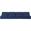 Meridian Furniture Miramar Navy Durable Linen Textured Modular Sofa