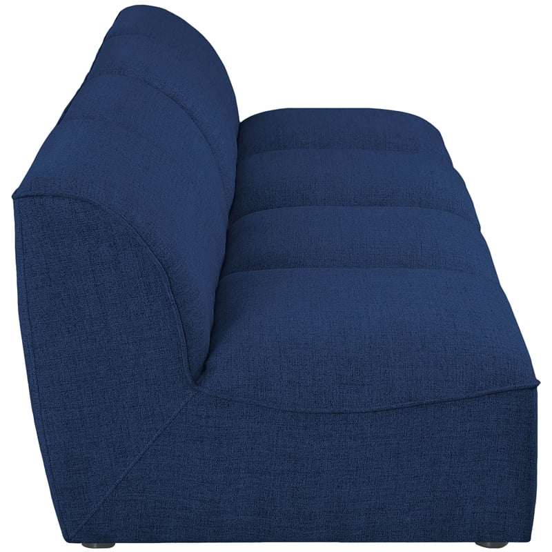 Meridian Furniture Miramar Navy Durable Linen Textured Modular Sofa