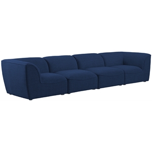 Meridian Furniture Miramar Navy Durable Linen Textured Modular Sofa