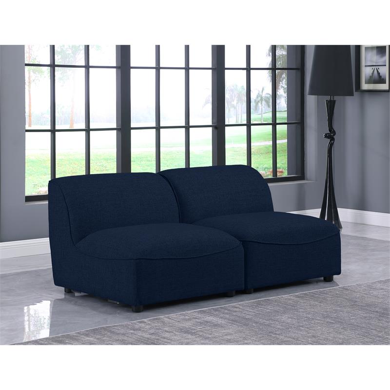 Meridian Furniture Miramar Navy Durable Linen Textured Modular Sofa