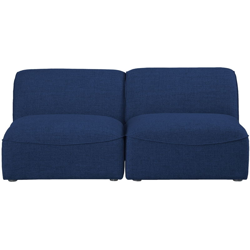 Meridian Furniture Miramar Navy Durable Linen Textured Modular Sofa