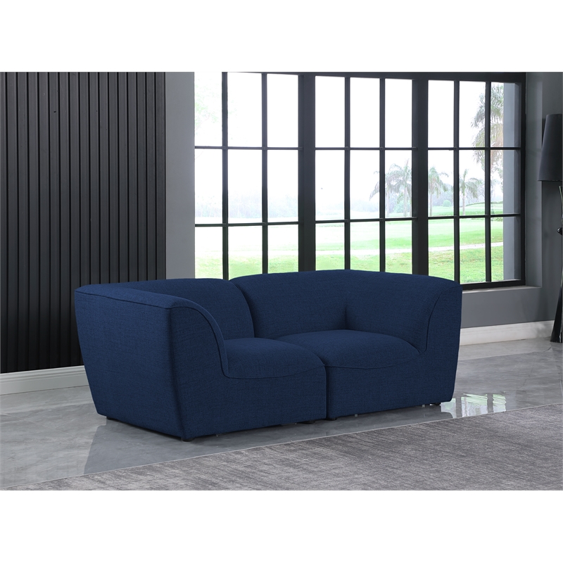 Meridian Furniture Miramar Navy Durable Linen Textured Modular Sofa
