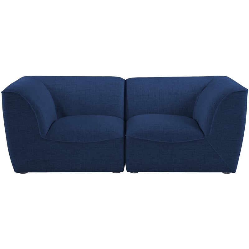 Meridian Furniture Miramar Navy Durable Linen Textured Modular Sofa