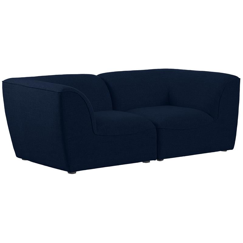 Meridian Furniture Miramar Navy Durable Linen Textured Modular Sofa