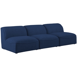 Meridian Furniture Miramar Navy Durable Linen Textured Modular Sofa