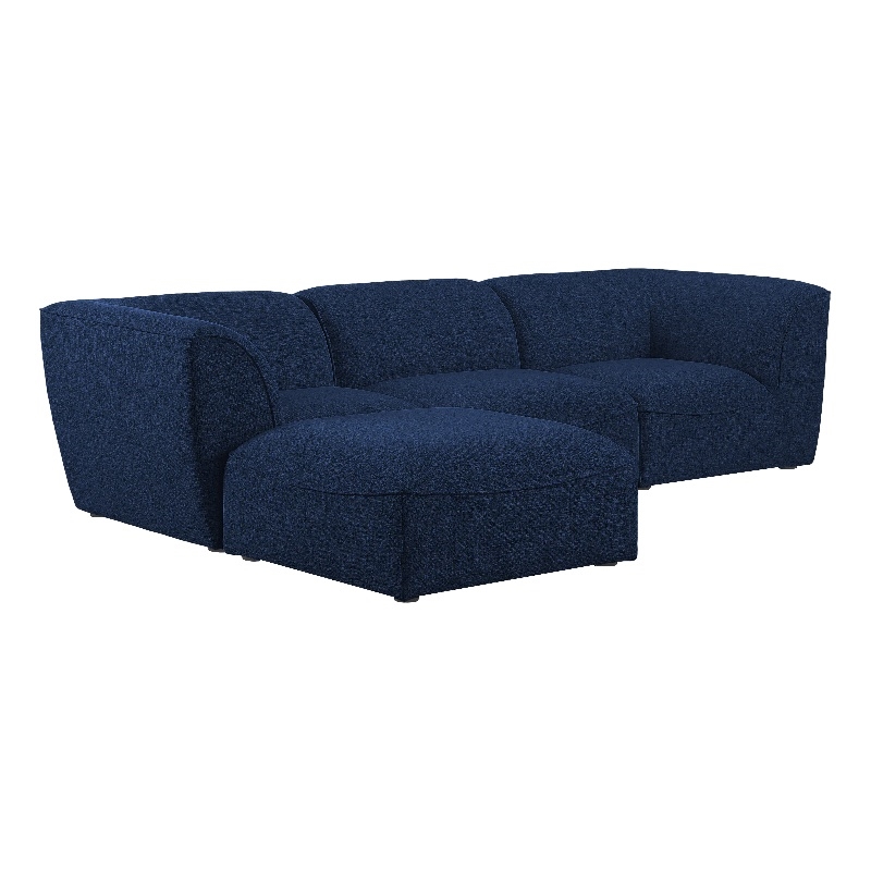 Meridian Furniture Miramar Navy Durable Linen Textured Modular Sectional