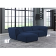 Meridian Furniture Miramar Navy Durable Linen Textured Modular Sectional