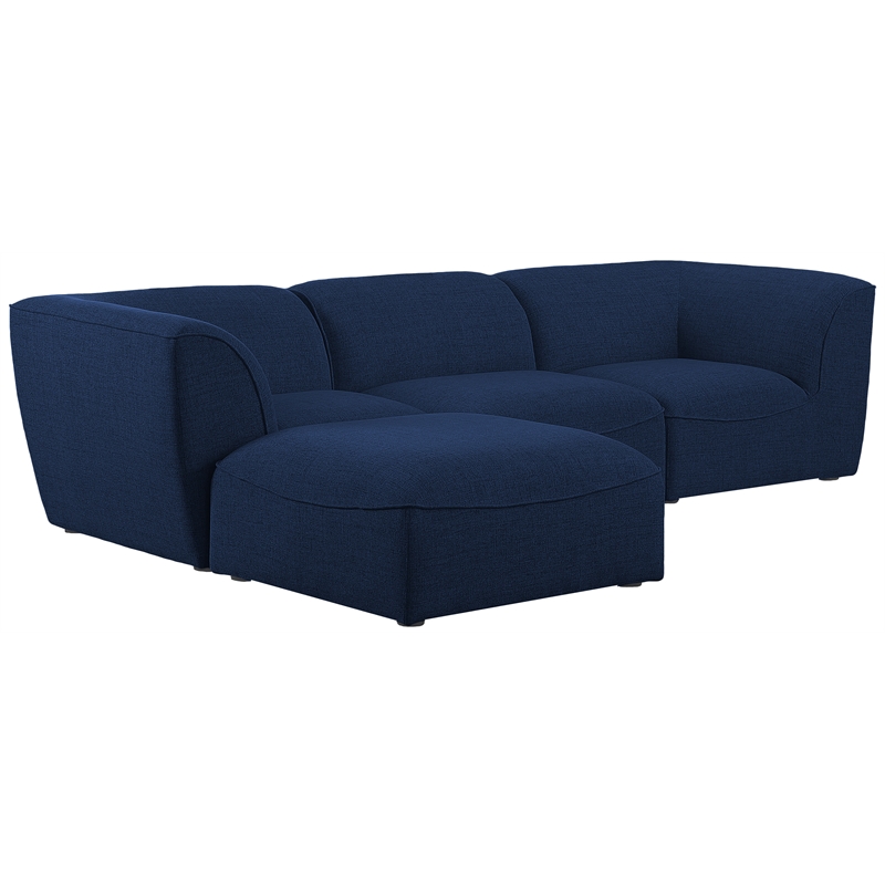Meridian Furniture Miramar Navy Durable Linen Textured Modular Sectional