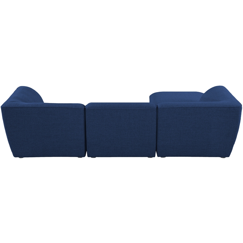 Meridian Furniture Miramar Navy Durable Linen Textured Modular Sectional