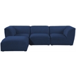 Meridian Furniture Miramar Navy Durable Linen Textured Modular Sectional
