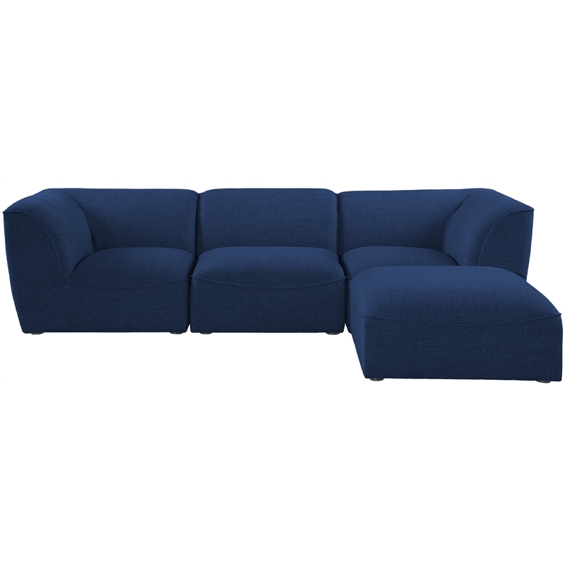 Meridian Furniture Miramar Navy Durable Linen Textured Modular Sectional