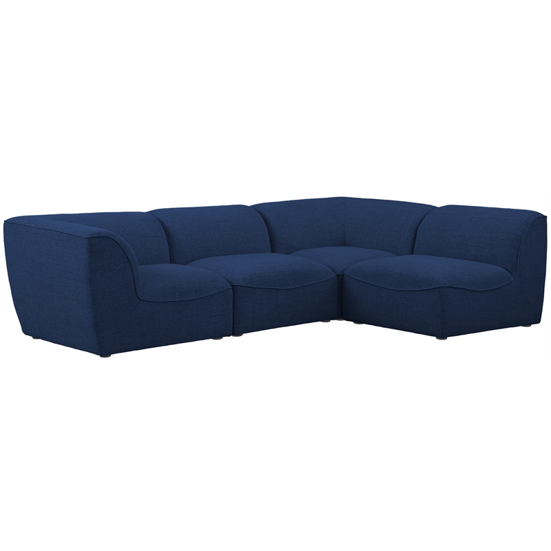 Meridian Furniture Miramar Navy Durable Linen Textured Modular Sectional