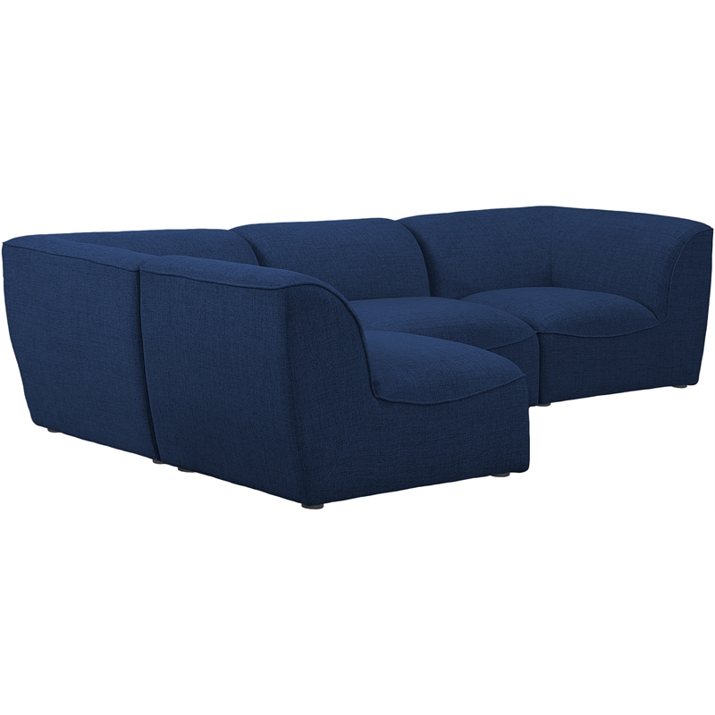 Meridian Furniture Miramar Navy Durable Linen Textured Modular Sectional