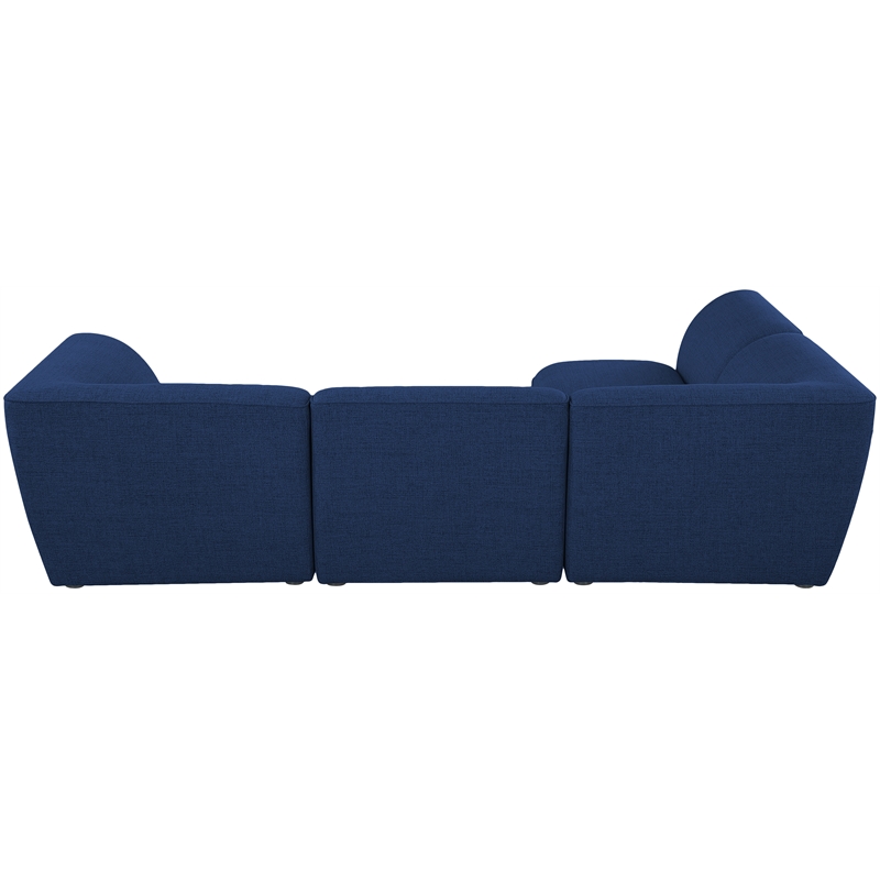 Meridian Furniture Miramar Navy Durable Linen Textured Modular Sectional
