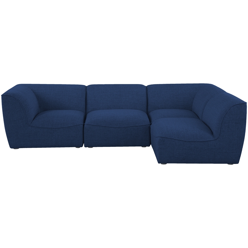 Meridian Furniture Miramar Navy Durable Linen Textured Modular Sectional